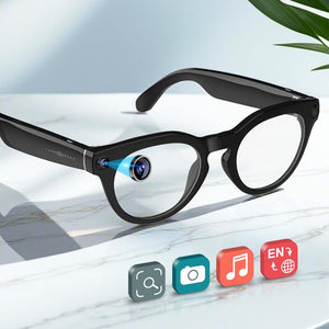 Smart Glasses with 8MP Camera, 1200P Video Recording Wearable Bluetooth Glasses, Lightweight Outdoor Sports Camera Sunglasses Supports Intelligent Image Recognition and Voice Assistant, Multifunctional Wireless Audio Eyewear Glasses Built-In Headphone