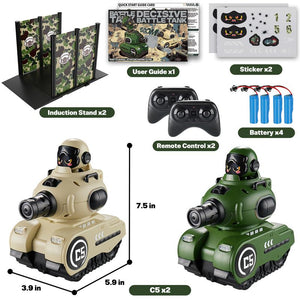 2 Pack RC Battle Tanks with Laser Tag & Infrared System|Hobby RC Cars Shoot to Ejected Out| Battle Tanks for 6 7 8 9 10 Year Old Boys Girls | Christmas Birthday Gifts for Toddler Kids