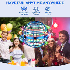 2025 Fly Ball Toy! Cosmic Gyrosphere with Cool LED, like Fidget Spinner, Mini Drone. Outdoor Gift for Children Ages 6-12