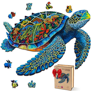 【Black Friday】Wooden Puzzles - Sea Turtle/Flowers/Octopus Unique Jigsaw Toy Kit Gift with Box: 200 PCS HDF Wooden Puzzle with Vivid Art and Imaginative Design Christmas Birthday Party Gift for Adults & Kids