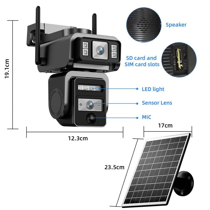 Seckun Solar Cctv Wifi Security Camera with Spotlight,1080P HD Clear Picture,Plr Motiondetection, Color Night Vision, Waterproof Black Security Wireless Camera Dual Lenses, No Dead Ends.Automatic Tracking Wireless Deals for You Two-Way Audio Aj19-Wifi