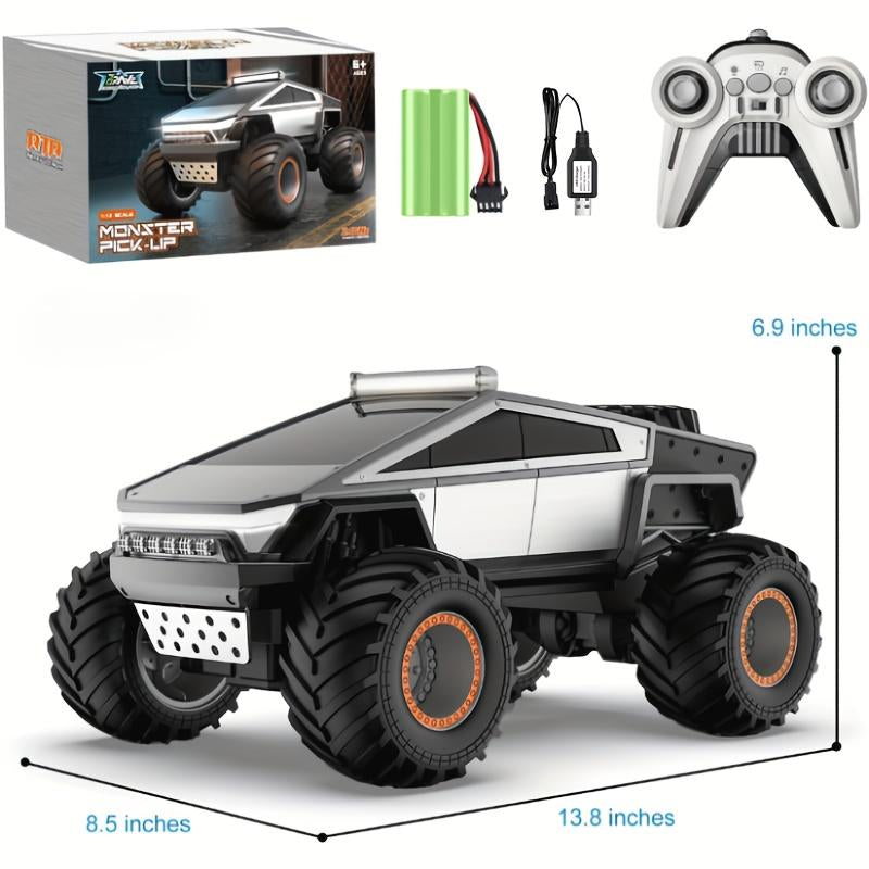 Cybertruck RC Toy Car 1:12 Scale – 4WD Monster Truck Style with LED Lights & Music, All-Terrain Off-Road Pickup with 2.4Ghz Remote Control Truck , Ideal Christmas Gift for Kids 6 and up Boys and Girls Cyber Metal Shell Off-Road RC Truc