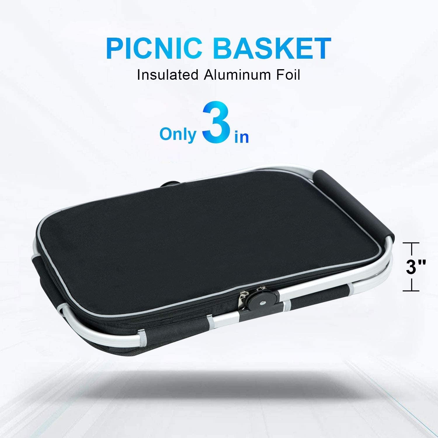 35L Large Picnic Basket 5 Layers of Internal Pockets Leak-Proof and Insulated Folding, Internal Support Does Not House Warming Gifts New Home, Wedding Gifts for Couple(Black)