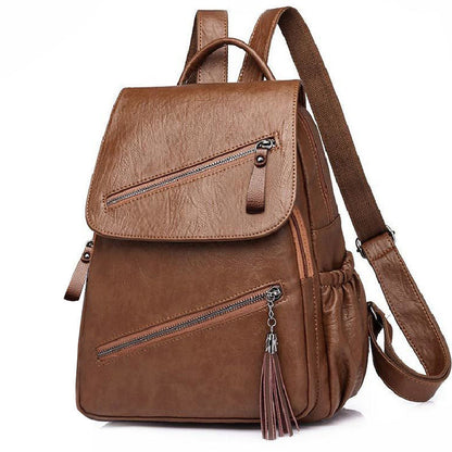 Women's Korean-style Fashionable Pu Soft Leather Casual Backpack DUCA