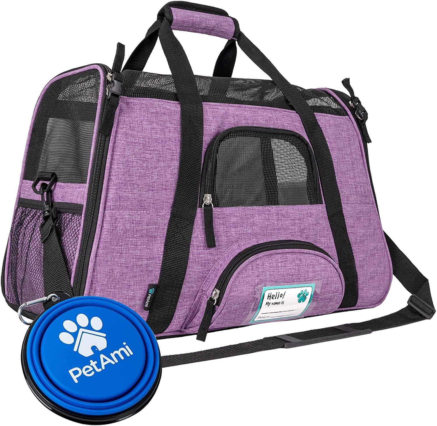 Airline Approved Pet Carrier for Cat, Soft Sided Dog Carrier for Small Dog, Cat Travel Supplies Accessories for Indoor Cat, Ventilated Pet Carrying Bag Medium Kitten Puppy, Large Heather Purple