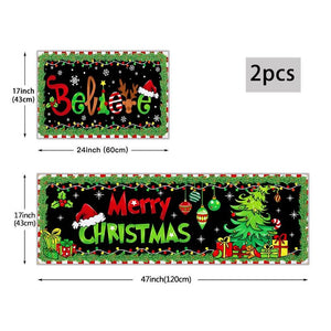 2Pcs Merry Christmas Christmas Tree Lights Floor Mat Set Farmhouse Kitchen Rug Dining Room Flooring Laundry Room Decor Carpet Mat Home Decor Rugs, Washable Rugs