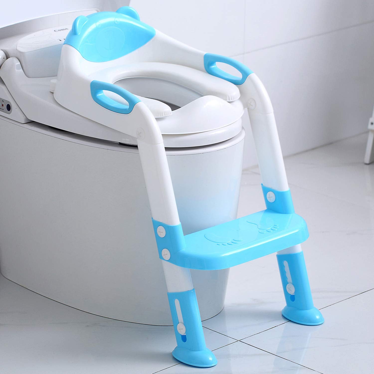 Potty Training Seat Ladder Girls,Toddlers Toilet Seat,Kids Stool (Rose Pink)