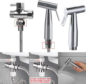 Handheld Bidet Sprayer for Toilet,  Dual Mode Spray Head (Jet/Soft) Baby Cloth Diaper Sprayer Bidet for Toilet Stainless Steel Bathroom Hand Held Muslim Shattaf Kit Brass T-Adaptor 47 Inch Hose