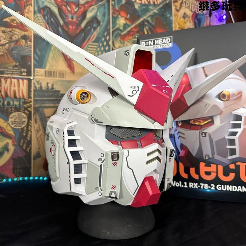 Gunpla Rx-78 Gundam BN Head Collection Action Figures with Base Wearable Robot Helmet Kits Models Cosplay Kids Boy Birthday Gift
