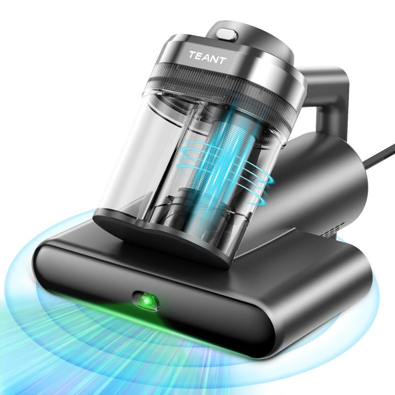 Teant Powerful Mattress Bed Vacuum Cleaner, 2-Speed (14Kpa/18Kpa) Mattress Vacuum with Green Light Dust Detection, 253.7Nm UV-C Light, LED Display, HEPA Filter, 149℉ Heat, Aroma for Bed Couch Carpet