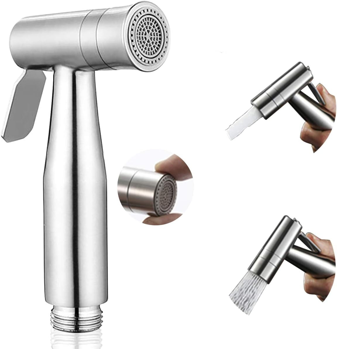 Handheld Bidet Sprayer for Toilet,  Dual Mode Spray Head (Jet/Soft) Baby Cloth Diaper Sprayer Bidet for Toilet Stainless Steel Bathroom Hand Held Muslim Shattaf Kit Brass T-Adaptor 47 Inch Hose