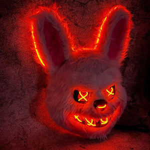Glowing Animal Face Cover Costume Horror Bear Masque Adjustable Dress up Bunny for Cosplay Masquerade Party with Bright Red Lights