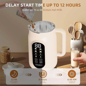 SPZTJK Nut Milk Maker, Homemade Soy Milk,Almond Milk,Plant Based Milks,Oat Milk,Fresh Juice,Coconut,Electric Bean and Nut Milk Machine with Delay Start/12 Hours Timer/Keep Warm/Self-Cleaning/Boil Water