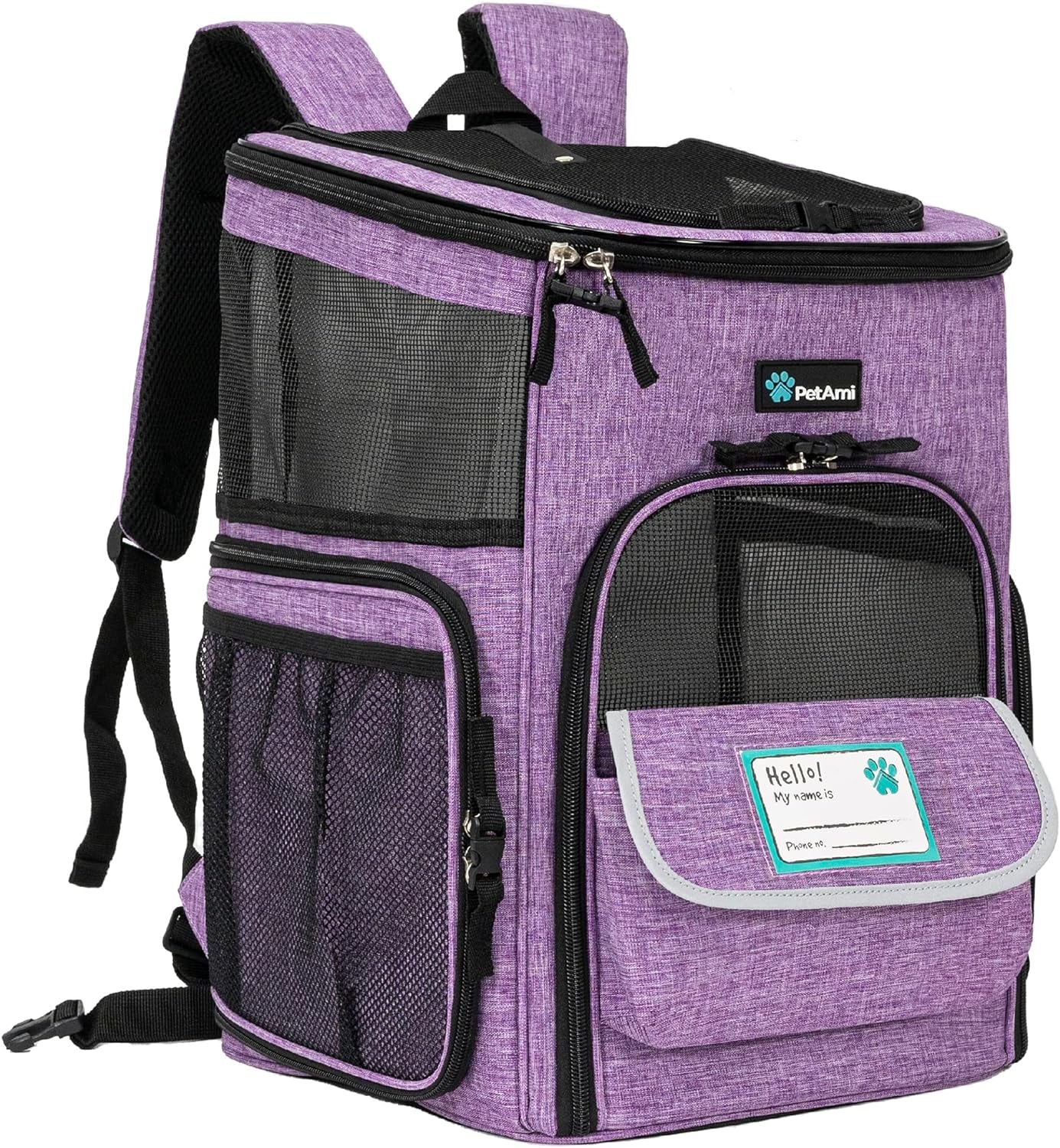 Dog Backpack Carrier, Airline Approved Cat Backpacks for Carrying Small Large Cats, Pet Carrier Back Pack, Ventilated Soft Sided for Travel, Hiking, Camping, Max 18 Lbs, Charcoal