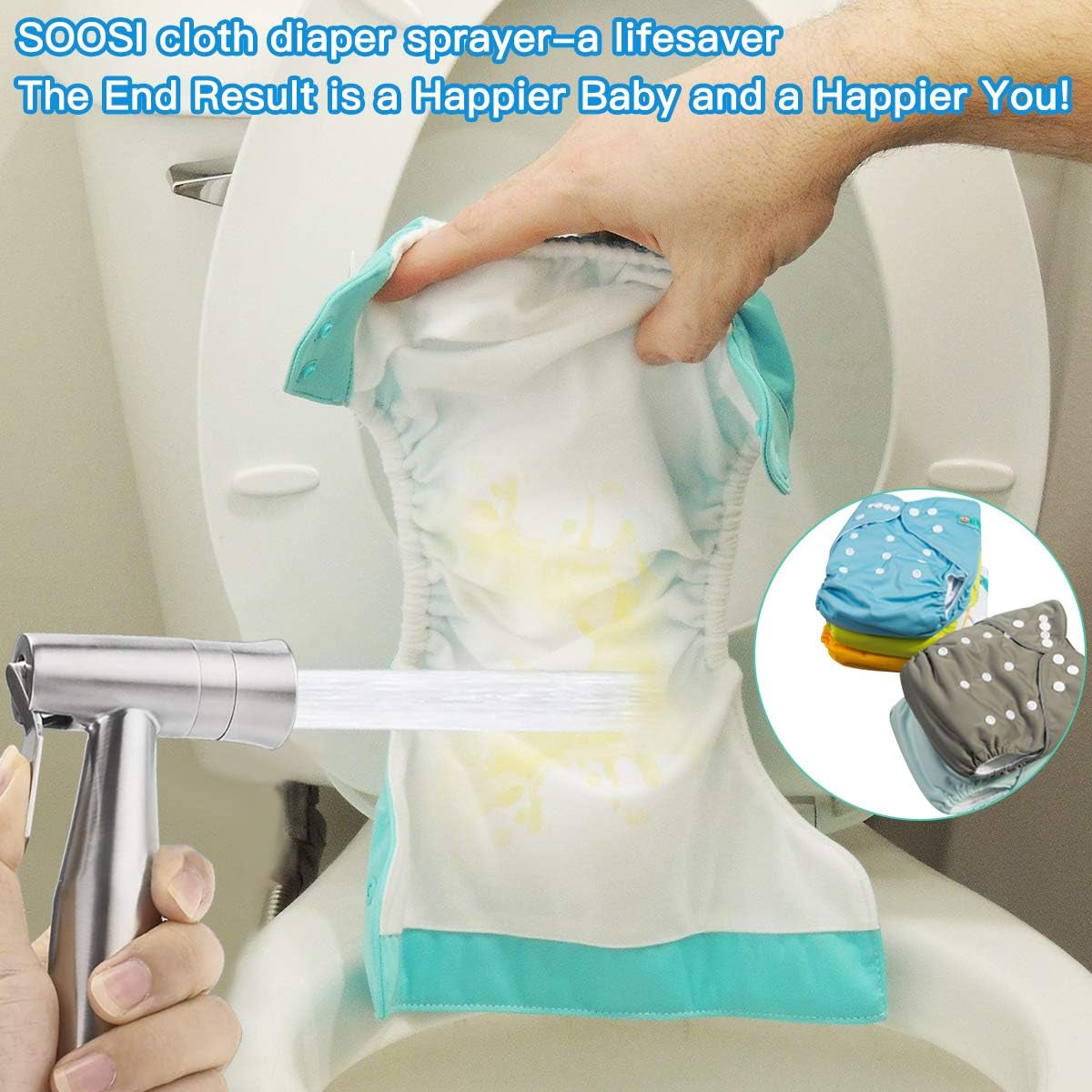Handheld Bidet Sprayer for Toilet,  Dual Mode Spray Head (Jet/Soft) Baby Cloth Diaper Sprayer Bidet for Toilet Stainless Steel Bathroom Hand Held Muslim Shattaf Kit Brass T-Adaptor 47 Inch Hose