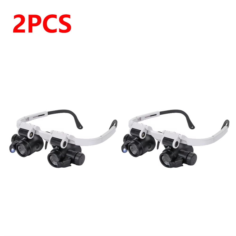 1-5PCS Magnifying Glass 8X/15X/23X Lens with 2 LED Light for Jewelers Watchmaker Repair Precision Work Magnifying Eyewear