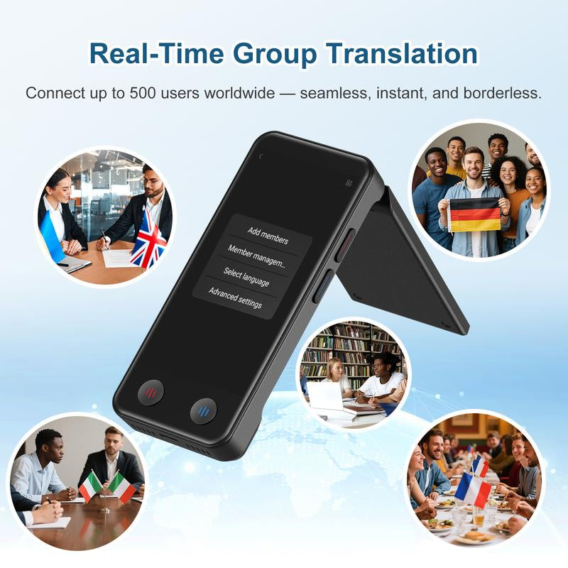 Itour D-Lite Dual Screen Language Translator Device, 2025 Real-Time Voice Translation Interpreter Hub 139 Languages, Group Chat & Photo & Phonetranslation, Instant Pocket AI Translator Device