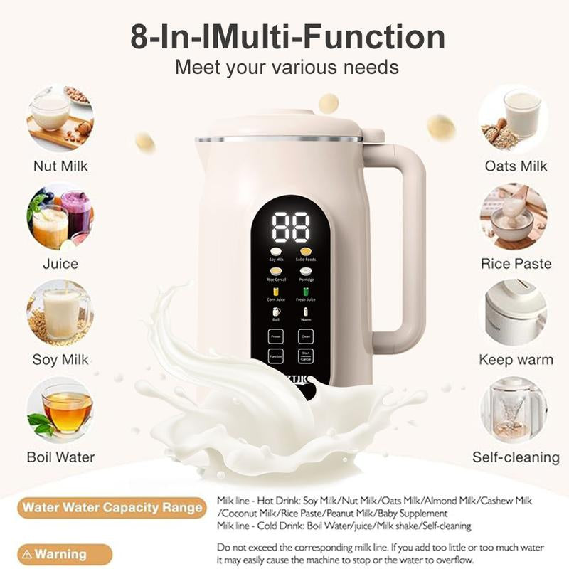 SPZTJK Nut Milk Maker, Homemade Soy Milk,Almond Milk,Plant Based Milks,Oat Milk,Fresh Juice,Coconut,Electric Bean and Nut Milk Machine with Delay Start/12 Hours Timer/Keep Warm/Self-Cleaning/Boil Water