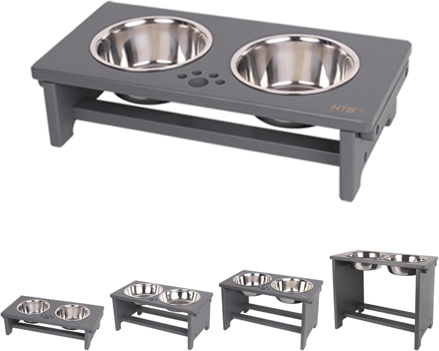 Elevated Dog Bowls,Raised Dog Bowl Stand with 2 Stainless Steel Bowls,Elevated Raised Dog Bowls for Large Medium Small Sized Dogs