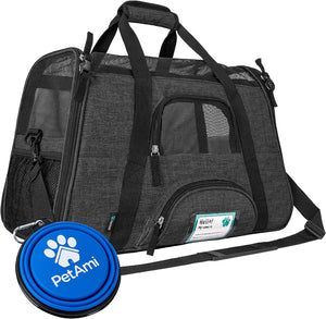 Airline Approved Pet Carrier for Cat, Soft Sided Dog Carrier for Small Dog, Cat Travel Supplies Accessories for Indoor Cat, Ventilated Pet Carrying Bag Medium Kitten Puppy, Large Heather Purple