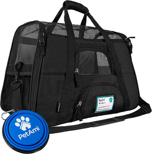 Airline Approved Pet Carrier for Cat, Soft Sided Dog Carrier for Small Dog, Cat Travel Supplies Accessories for Indoor Cat, Ventilated Pet Carrying Bag Medium Kitten Puppy, Large Heather Purple