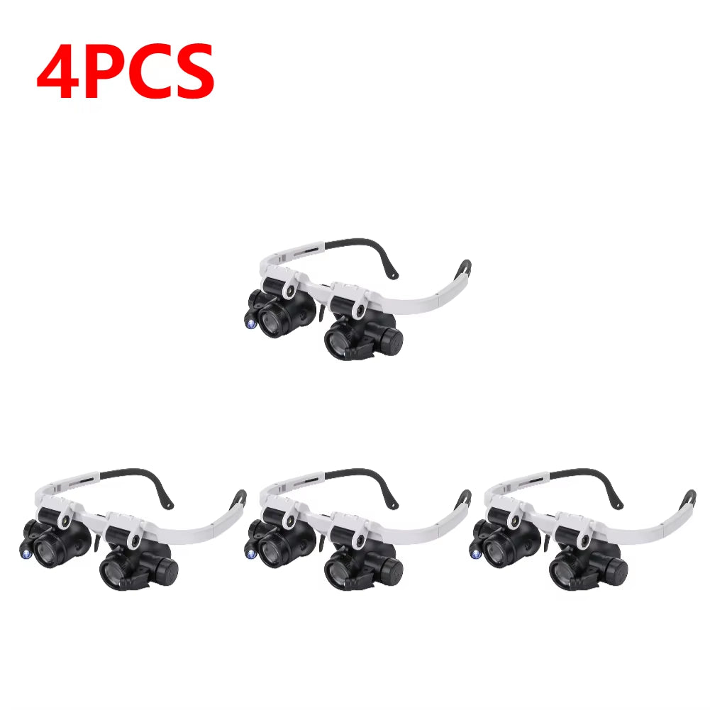 1-5PCS Magnifying Glass 8X/15X/23X Lens with 2 LED Light for Jewelers Watchmaker Repair Precision Work Magnifying Eyewear