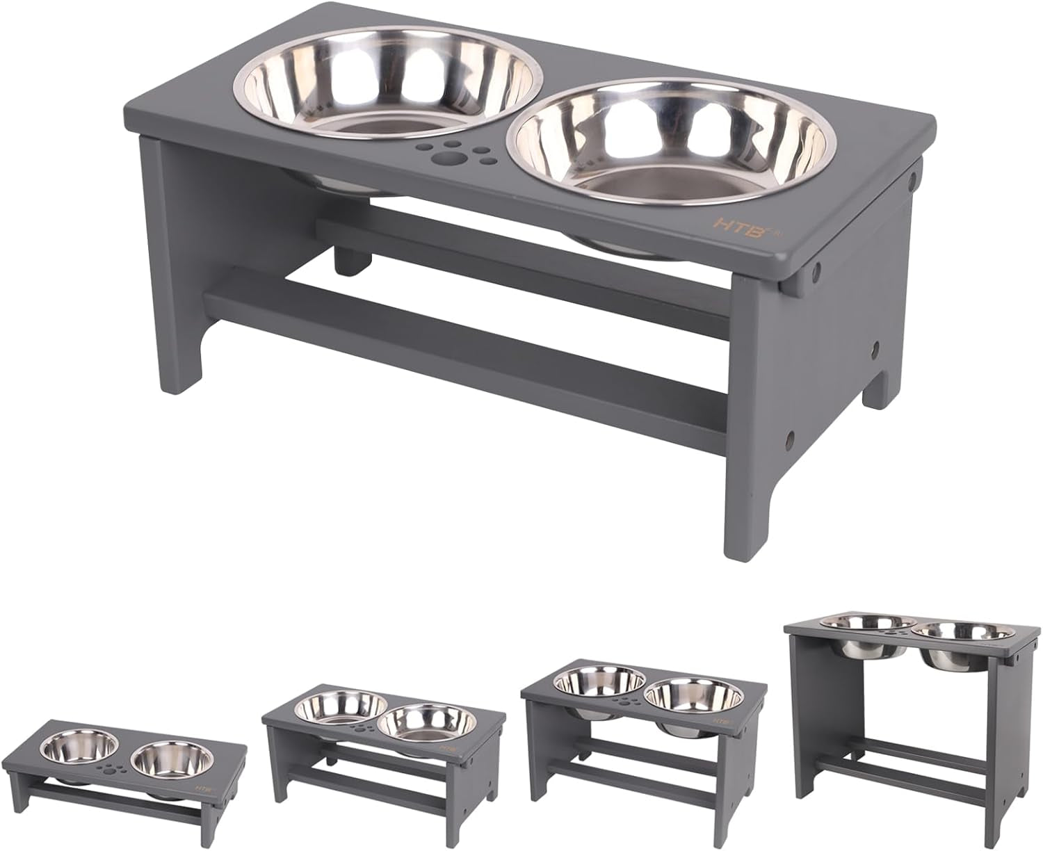 Elevated Dog Bowls,Raised Dog Bowl Stand with 2 Stainless Steel Bowls,Elevated Raised Dog Bowls for Large Medium Small Sized Dogs