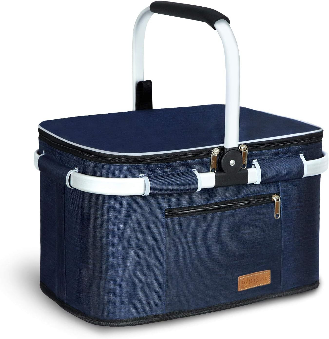 35L Large Picnic Basket 5 Layers of Internal Pockets Leak-Proof and Insulated Folding, Internal Support Does Not House Warming Gifts New Home, Wedding Gifts for Couple(Black)