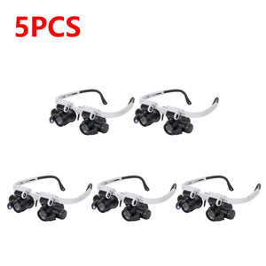 1-5PCS Magnifying Glass 8X/15X/23X Lens with 2 LED Light for Jewelers Watchmaker Repair Precision Work Magnifying Eyewear