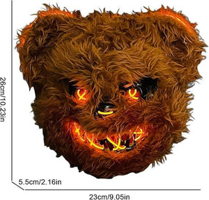 Glowing Animal Face Cover Costume Horror Bear Masque Adjustable Dress up Bunny for Cosplay Masquerade Party with Bright Red Lights