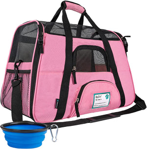 Airline Approved Pet Carrier for Cat, Soft Sided Dog Carrier for Small Dog, Cat Travel Supplies Accessories for Indoor Cat, Ventilated Pet Carrying Bag Medium Kitten Puppy, Large Heather Purple