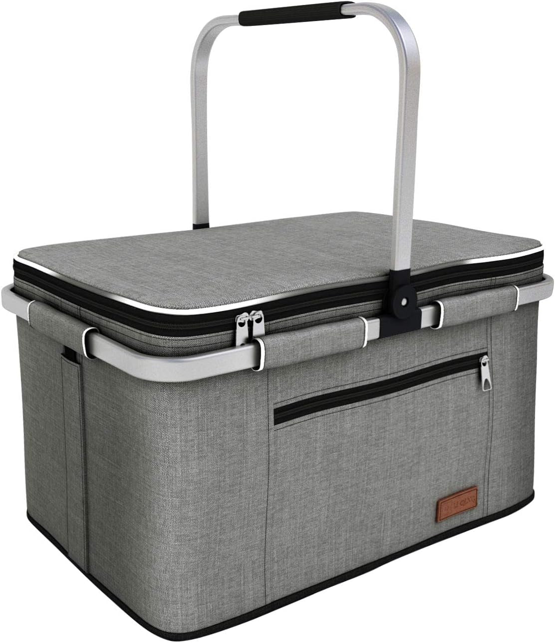 35L Large Picnic Basket 5 Layers of Internal Pockets Leak-Proof and Insulated Folding, Internal Support Does Not House Warming Gifts New Home, Wedding Gifts for Couple(Black)