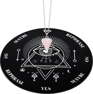 Wooden Pendulum Board Dowsing Divination Pendulum Witchcraft Altar Supplies with Crystal Necklace and Metaphysical Message Board Kit, 3.9 Inch(Wood Color)