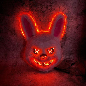 Glowing Animal Face Cover Costume Horror Bear Masque Adjustable Dress up Bunny for Cosplay Masquerade Party with Bright Red Lights