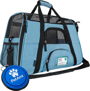 Airline Approved Pet Carrier for Cat, Soft Sided Dog Carrier for Small Dog, Cat Travel Supplies Accessories for Indoor Cat, Ventilated Pet Carrying Bag Medium Kitten Puppy, Large Heather Purple
