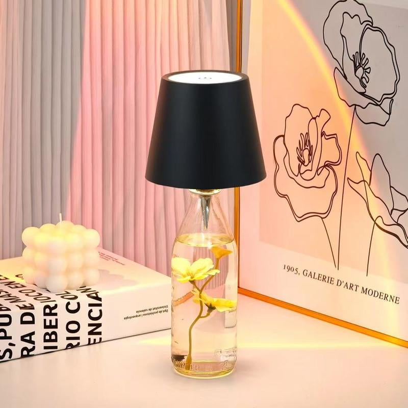 New Wireless Bottle Lamp - LED Bottle Lights for Liquor & Wine Bottles, Cordless Lampshade, Whiskey Bottle Top Light, Bottle Stopper Night Light Kit, Rechargeable 3-Tone Touch-Dimmable