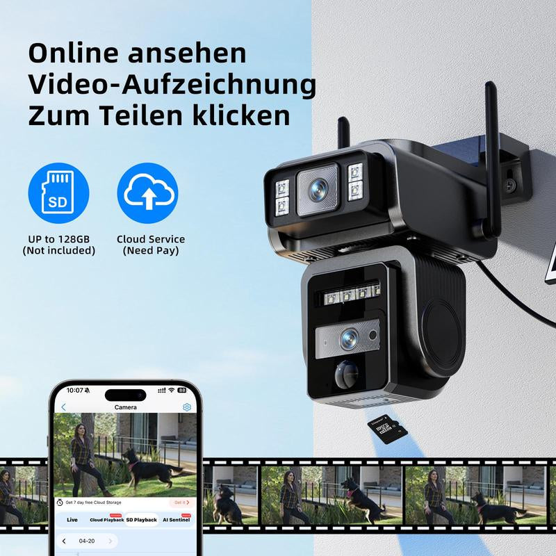 Seckun Solar Cctv Wifi Security Camera with Spotlight,1080P HD Clear Picture,Plr Motiondetection, Color Night Vision, Waterproof Black Security Wireless Camera Dual Lenses, No Dead Ends.Automatic Tracking Wireless Deals for You Two-Way Audio Aj19-Wifi