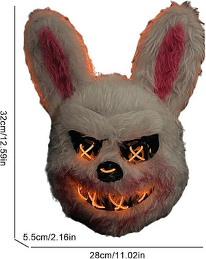 Glowing Animal Face Cover Costume Horror Bear Masque Adjustable Dress up Bunny for Cosplay Masquerade Party with Bright Red Lights