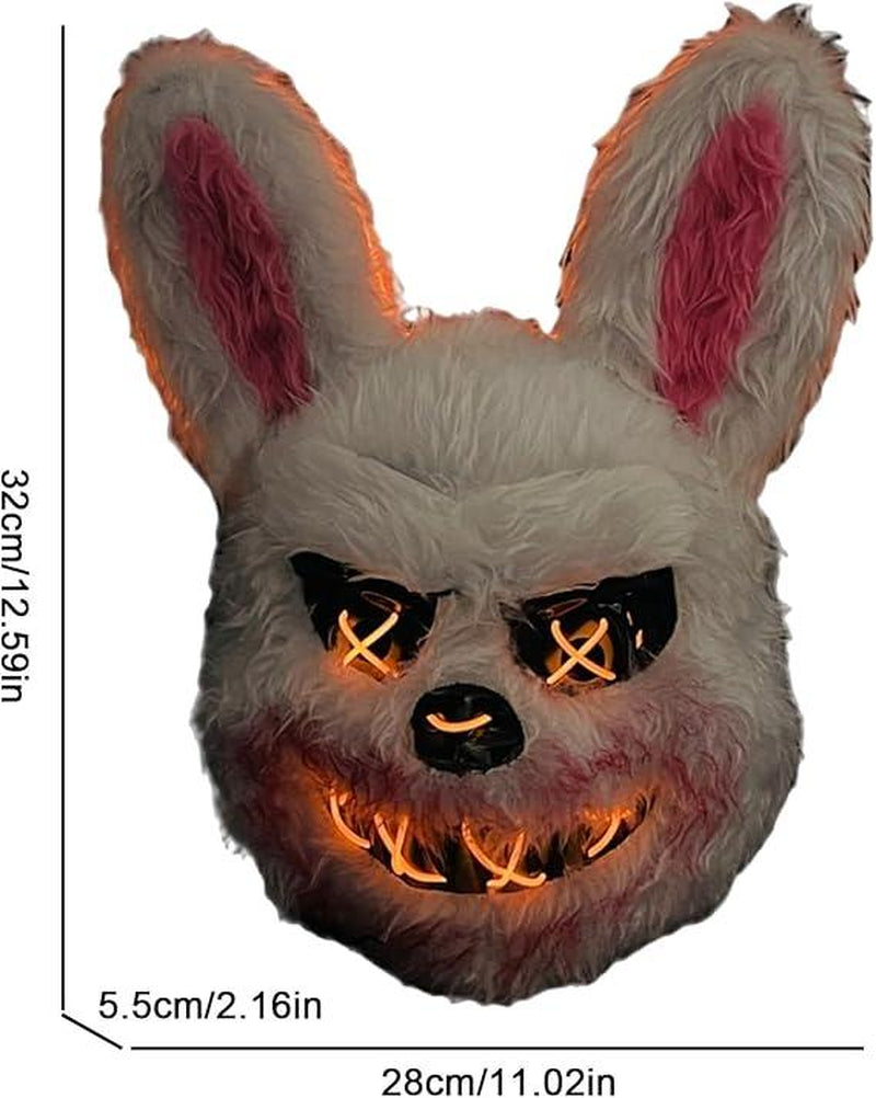 Glowing Animal Face Cover Costume Horror Bear Masque Adjustable Dress up Bunny for Cosplay Masquerade Party with Bright Red Lights