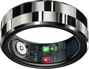 Smart Ring Health Tracker, Sleep Tracker Ring with Heart Rate, Waterproof Fitness Ring for Activity Monitoring/Steps/Distance/Calories, Air Gestures, up to 7-Day Battery, for Ios Android (Black,#10)