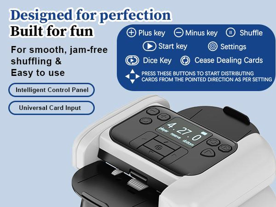 2-In-1 Automatic Card Shuffler & Dealer for 1-2 Decks Support 8 Players,Rechargeable Card Dealer Machine, Preset Games for Poker, UNO, Blackjack, Texas Hold'Em, Crazy Eights, Birthday Christmas Gifts