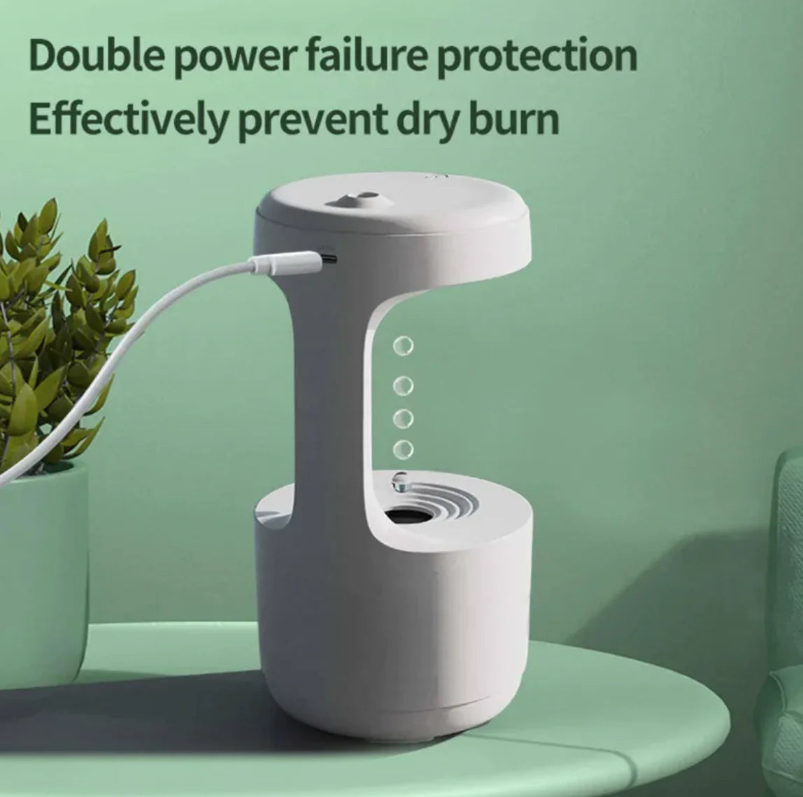 Bedroom Anti-Gravity Humidifier With Clock Water Drop Backflow Aroma Diffuser Large Capacity Office Bedroom Mute Heavy Fog Household Sprayer DUCA