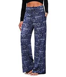 Women's Pajama Printed Wide-leg Pants High Waist DUCA