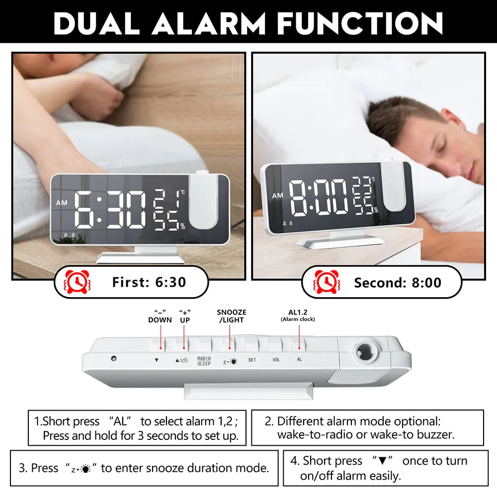 Sleek And Modern Projection Alarm Clock DUCA