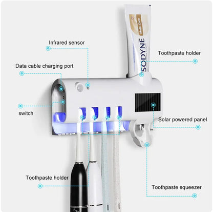 UV Toothbrush Sterilizer & Automatic Toothpaste Squeezer Rack DUCA