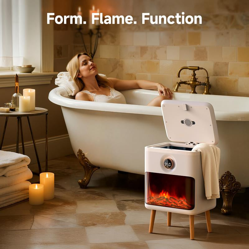 FEPPO Towel Warmer, 23L Large Capacity Luxury Towel Warmers for Bathroom with Hearthglow Display, Rotary Timer Control & LED Countdown, Fits 2 Large Towels, Bathrobes, Blankets, Pajamas