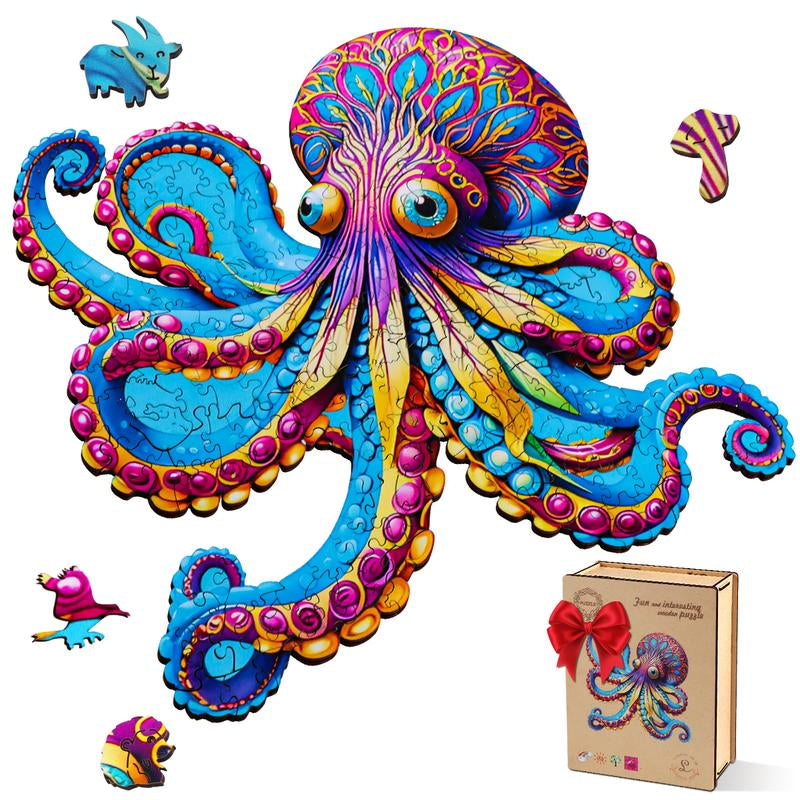 【Black Friday】Wooden Puzzles - Sea Turtle/Flowers/Octopus Unique Jigsaw Toy Kit Gift with Box: 200 PCS HDF Wooden Puzzle with Vivid Art and Imaginative Design Christmas Birthday Party Gift for Adults & Kids