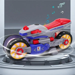 Children'S Electric Transformable Motorcycle Stunt Rotation Universal Drive Light Music Children'S Toy Car Model Boy Gift