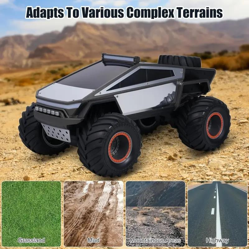 Cybertruck RC Toy Car 1:12 Scale – 4WD Monster Truck Style with LED Lights & Music, All-Terrain Off-Road Pickup with 2.4Ghz Remote Control Truck , Ideal Christmas Gift for Kids 6 and up Boys and Girls Cyber Metal Shell Off-Road RC Truc