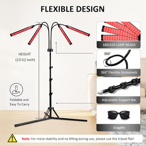 Red Light Therapy for Body, 940&850&660Nm 180Leds Infrared Light Therapy Device with Stand, Red Therapy Lamp for Leg, Back at Home